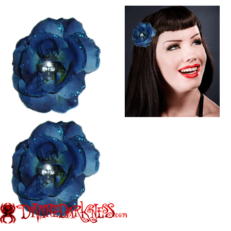 Blue skull Flower Haarclips - Divine-Darkness