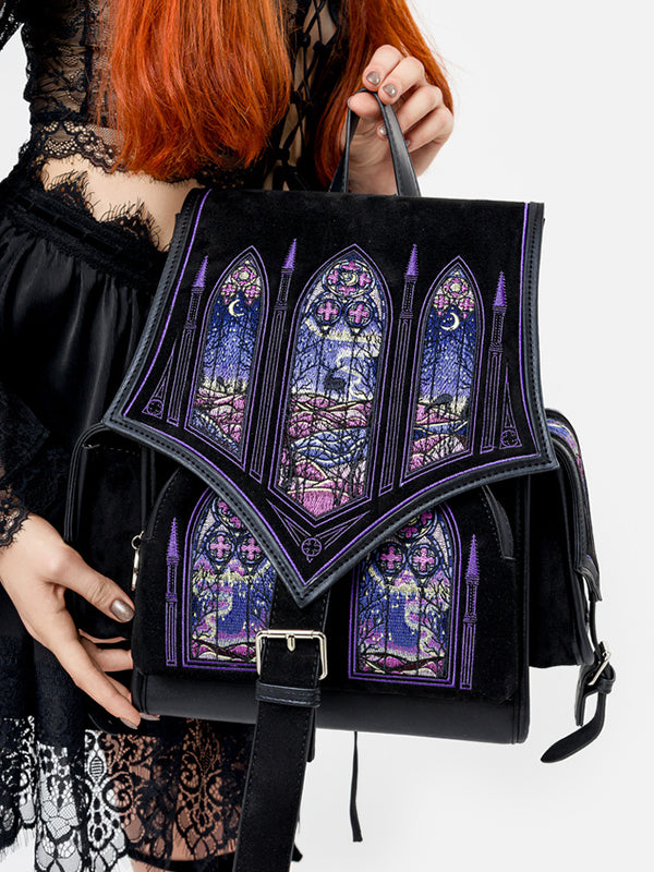 Noorderlicht Rugzak Met Ingewikkeld Borduurwerk En Vegan Kunstlederen Afwerking