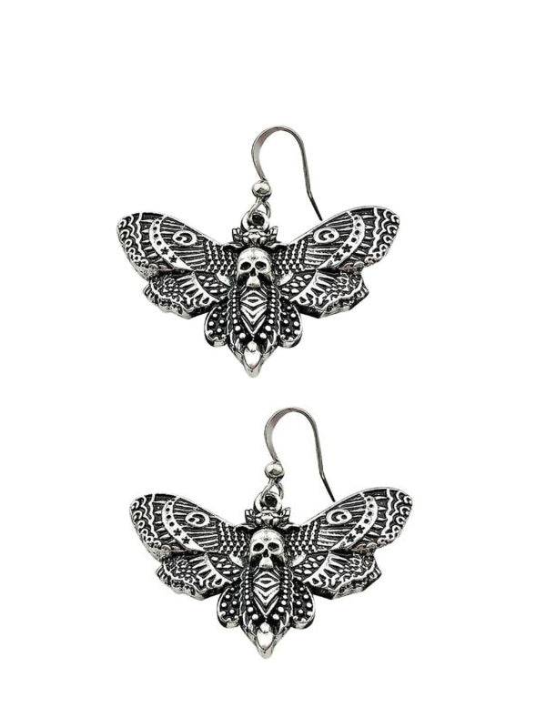 Skull Moth Oorbellen van Roestvrij Stahl - 4,5 cm x 2,5 cm Uniek Design