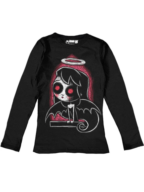 Zwarte Katoenen Top Met Kunstprint en Kistlogo - Akumu Ink 100% Katoen