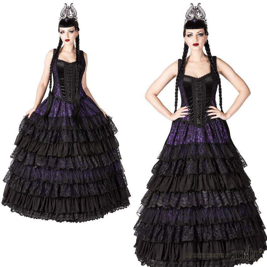 Sinister Ballroom Purple Gothic Jurk - DivineDarkness- Online shop voor Gothic en Alternatieve Kleding!