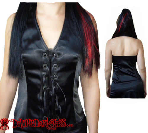 Naomi Satin haltertop S/M - DivineDarkness- Online shop voor Gothic en Alternatieve Kleding!