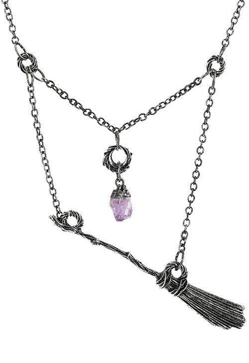 Gothic necklace Broomstick