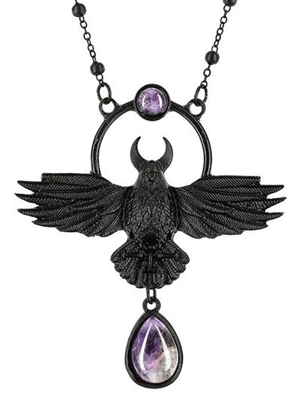 Gothic necklace Purple Crow