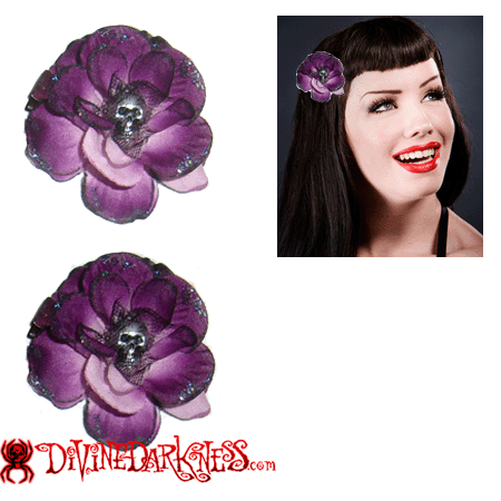 Purple Skull Flower Haarclips - Divine-Darkness